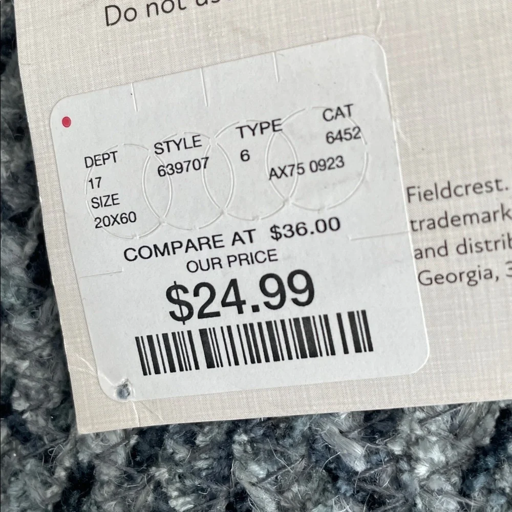 Fieldcrest Textured 60” x 20” Handmade Runner in blue, gray and navy blue